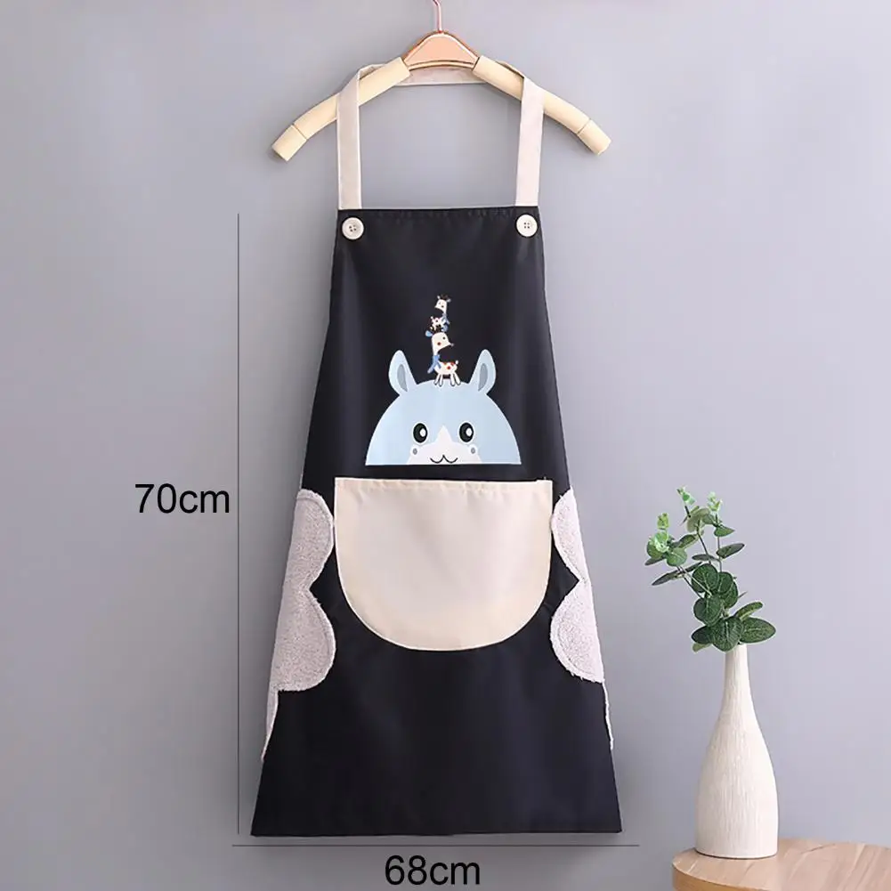

Cartoon Deer Apron with Pocket Unisex Water Oil Proof Waiter Protective Cover Household Cooking Apron Kitchen Tool