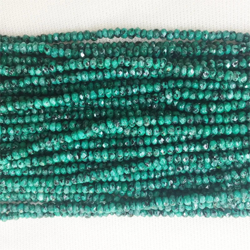 

3*4MM Faceted Black Spot Blue Chalcedony Jasper Cut Gemstone Natural Stone Bead For Jewelry Necklace Making DIY