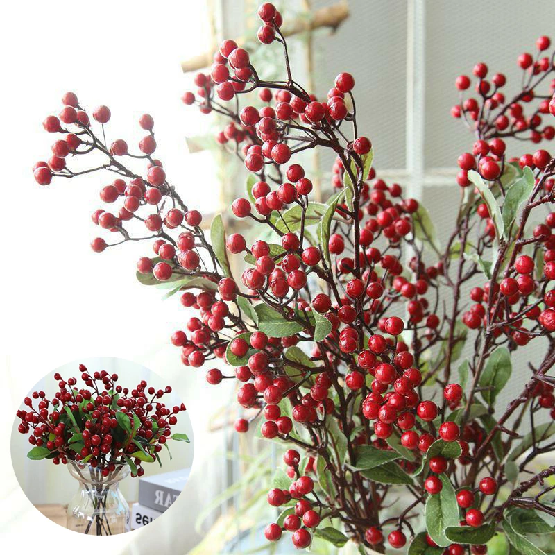 

1/5/12PCS Artificial Berries Flower Christmas Fruit Fake Berry Small Foam Flowers Decoration Wedding Home Table Plant Arrangment