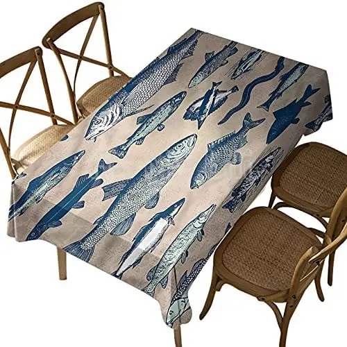 

Fish Retro Seafood Family Kitchen Thanksgiving Christmas Tablecloth Decor