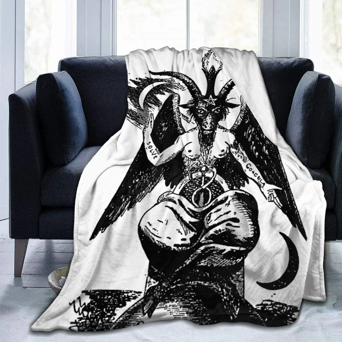 

Yangzhi Satanic Ritual Demon Devil Wicca Wiccan Pagan Full Fleece Throw Cloak Wearable Blanket Flannel Fluffy Comforter Quilt