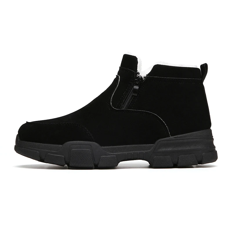 Black With Fur Boots VESONAL/брендовые Зимние новые теплые короткие плюшевые зимние ботинки для мужчин и взрослых, мужские повседневные мужские кроссовки, качественная прогулочная обувь - Цвет: Black With Fur Boots