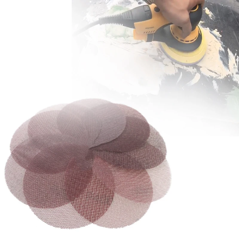 

50Pcs Mesh Cloth Abrasive Disc Dust Free Sanding Discs 5 Inch 125mm Anti-Blocking Dry Grinding Sandpaper 80 to 600 Grit new