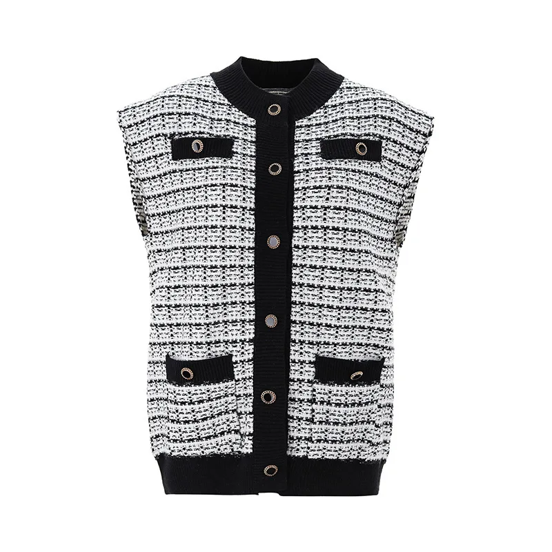 

Knitting Cardigan Loose Coat Woman 2019 Autumn and winter loose Joker fashion sleeveless Sweater vest women F905