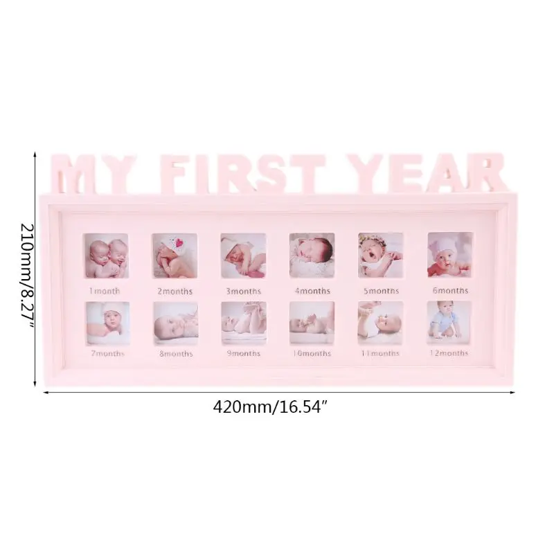 

Creative DIY 0-12 Month Baby "MY FIRST YEAR" Pictures Display Plastic Photo Frame Souvenirs Commemorate Kids Growing Memory Gif