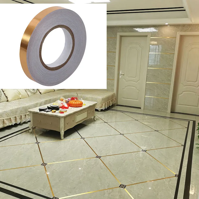 

50m 1roll Ceramic Tile Mildewproof Gap Tape Decor Gold Silver Black Self Adhesive Wall Tile Floor Tape Sticker Home Decorations