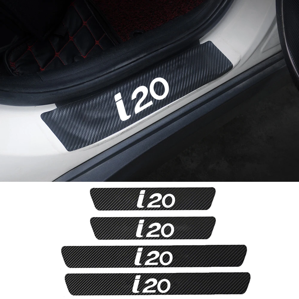 Для Hyundai i10 i20 i30 i40 ix20 ix35 4 шт. искусственная кожа углеродное волокно порог порога