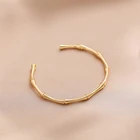 2021 золото Цвет с браслет в форме бамбука тонкие браслеты с геометрическим орнаментом для Для женщин Открытые минималистский манжеты, регулирующийся размер, 2021 ювелирные изделия