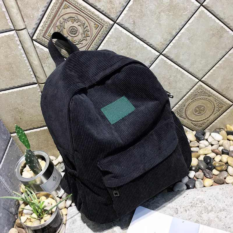 

Women Men Student Backpack Shoulder Bag Handbag Corduroy Vintage For School Travel JL