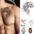 Татуировка Временная водостойкая для мужчин и женщин, наклейка на руку с леопардовым принтом, флэш-тату, волк, роза, боди-арт