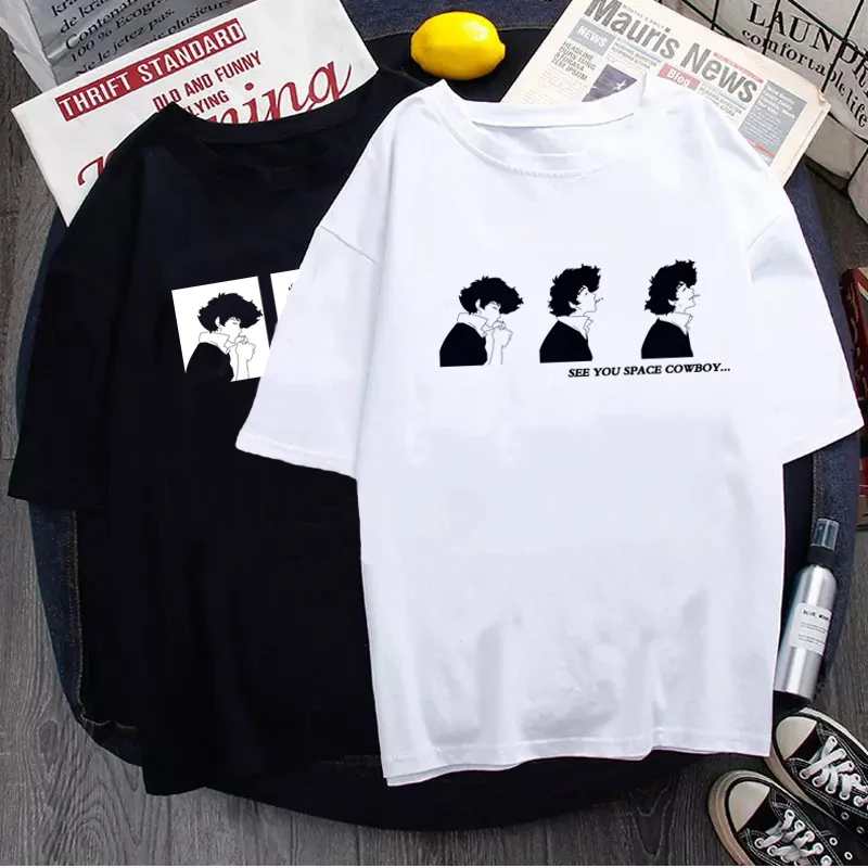Забавная футболка с японским аниме Ковбой Бибоп Спайк женские новые белые