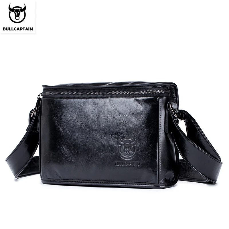 BULLCAPTAIN shoulder bag men's leather cross section small square head layer cowhide mobile phone bag messenger bag small bag
