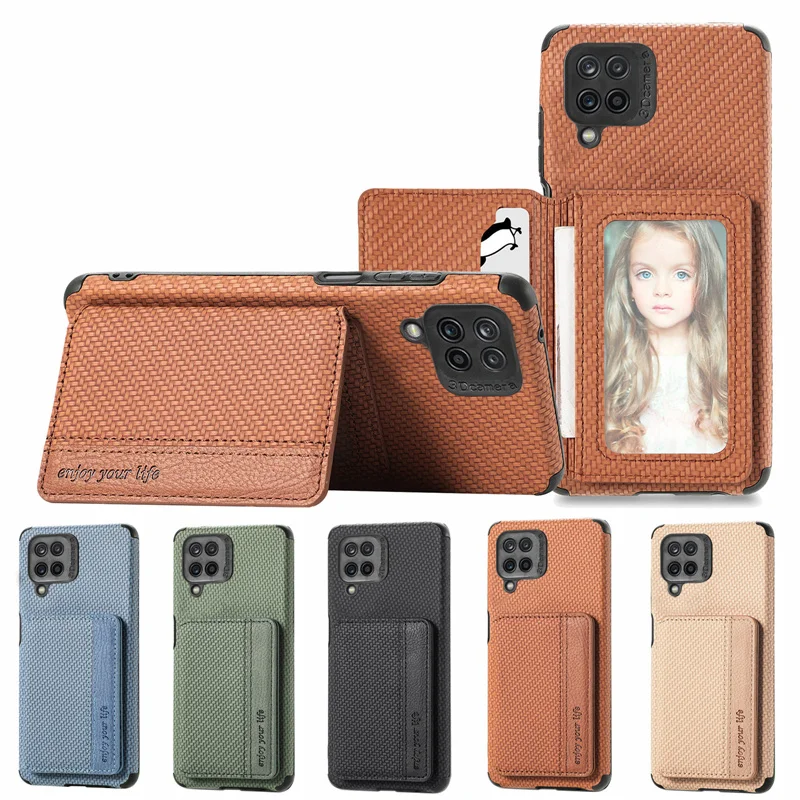 

Чехол для Samsung Galaxy A12, A22, A32, чехол с магнитной текстурой, кожаный чехол для телефона Samsung A52, A72, A82, задняя крышка