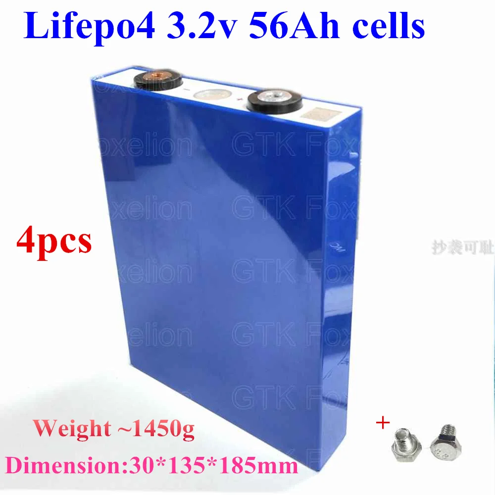 4 шт 3 2 V 56Ah LiFePO4 Перезаряжаемые литий Батарея v 50ah 60ah 55ah ГТК для электрических