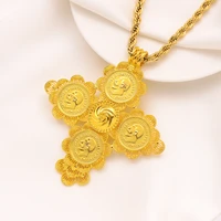 bangrui exaggerate ethiopian gold color coin cross pendant necklaces for women classic elegant arab africa wedding party gifts