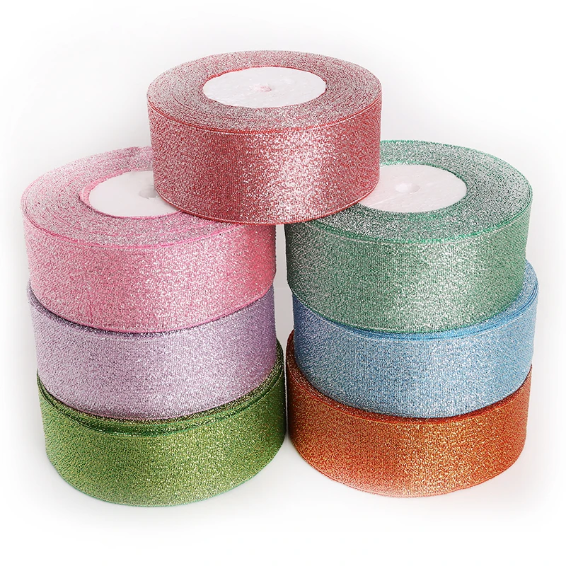 25 ярдов/ширина сумки 38 мм металлическая лента из органзы с блестками тесьма для