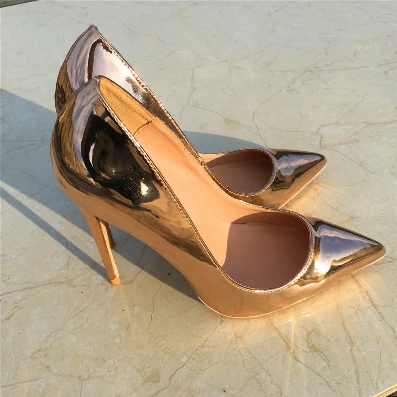 

Fashion free shipping gold Patent Leather Poined Toe Stiletto Heel high heel shoe pump HIGH-HEELED SHOES dress shoes