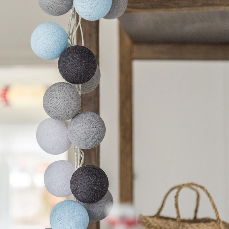 

Cotton Balls Garland LED String Fairy Lights Halloween Party Garden Bedroom Holiday Wedding Outdoor Tree Lamp 3D Christmas Decor