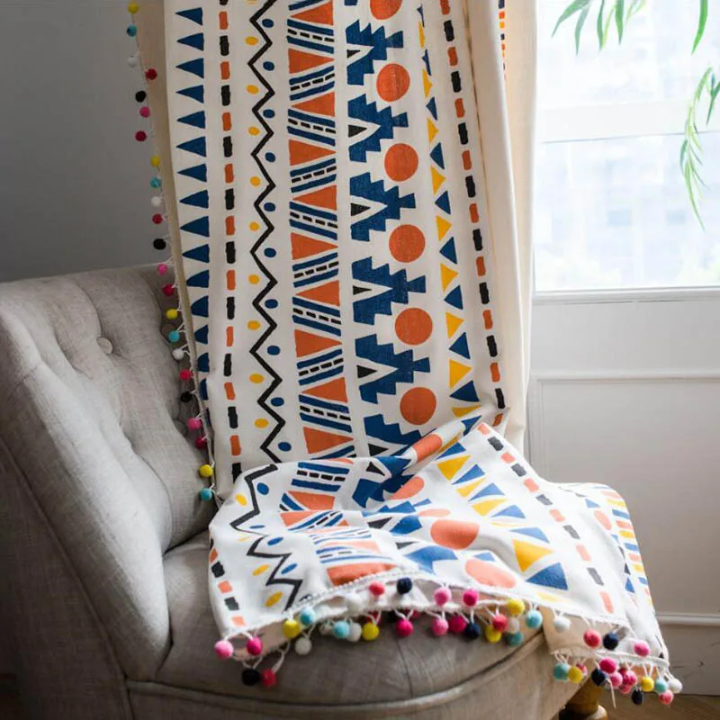 Занавески в богемском стиле с бахромой из хлопка и льна для гостиной спальни Оконное лечение Завершенные жалюзи.