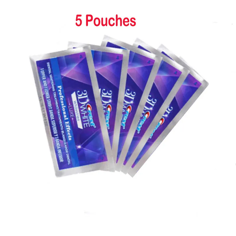5 Pouch 5 мешков/10 полосок гребень 3D Белый Whitestrips люкс оригинальные профессиональные эффекты отбеливание зубов полоски Отбеливание зубов гель - Цвет: 5 Pouch