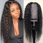 Парик из натуральных волос с крупными волнами для чернокожих женщин, 30 дюймов, длинный бразильский кудрявый парик с сетчатой вставкой 4x4 без клея