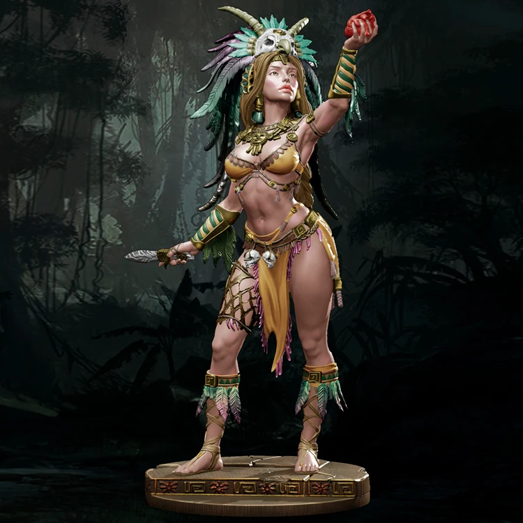 

1/24 фигурка модели из смолы GK, Aztec priestess, несобранный и Неокрашенный комплект