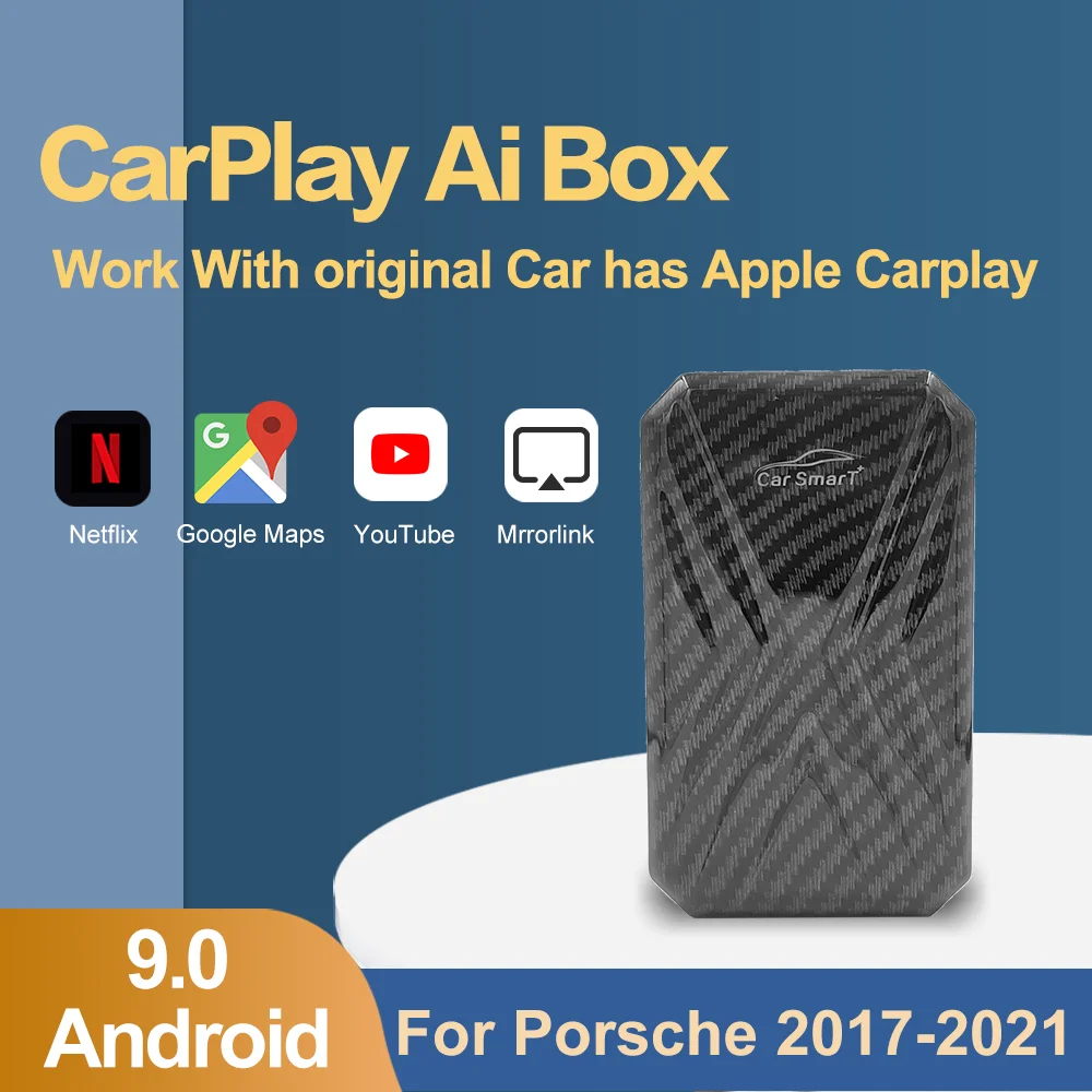 Беспроводной автомобильный мультимедийный бокс Carplay AI Box для Porsche 2017-2020 видео Youtube