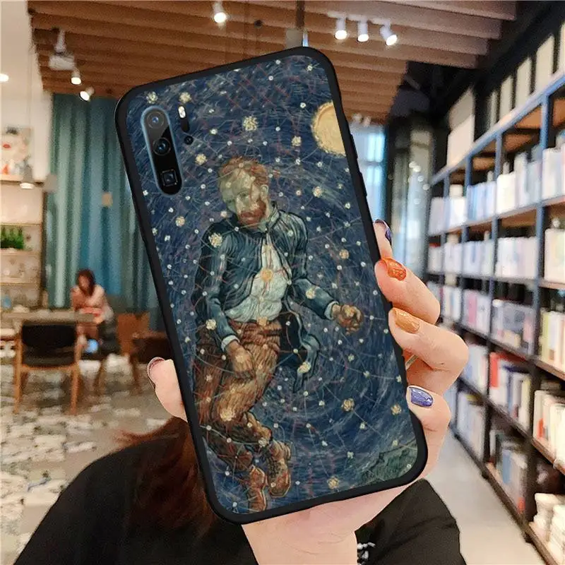 

Van Gogh painting Starry sky flowers Phone Case For Huawei honor Mate P 9 10 20 30 40 Pro 10i 7 8 a x Lite nova 5t Soft silicone