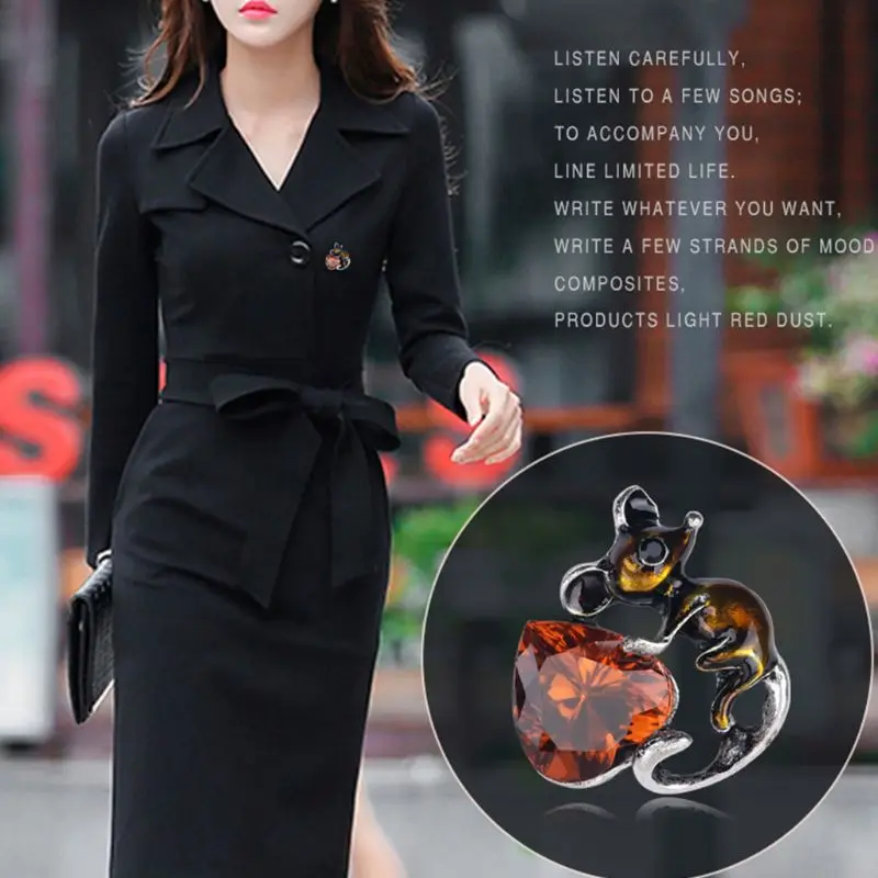 Очаровательная Женская эмалированная брошь в виде мыши булавки для женщин и