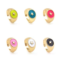 multi color enamel star ring ladies personality adjustable opening gold filling ring fashion jewelry gifts