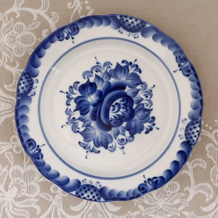 Тарелка Цветы плоская D=24 см H=2 гжель 721190 | Дом и сад