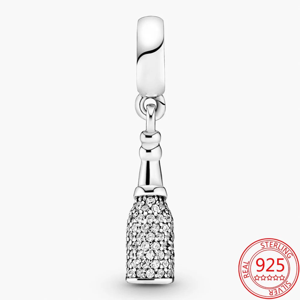 

autntica esmalte rojo botella de vino espumoso del encanto de Pandora pulseras regalos navideos