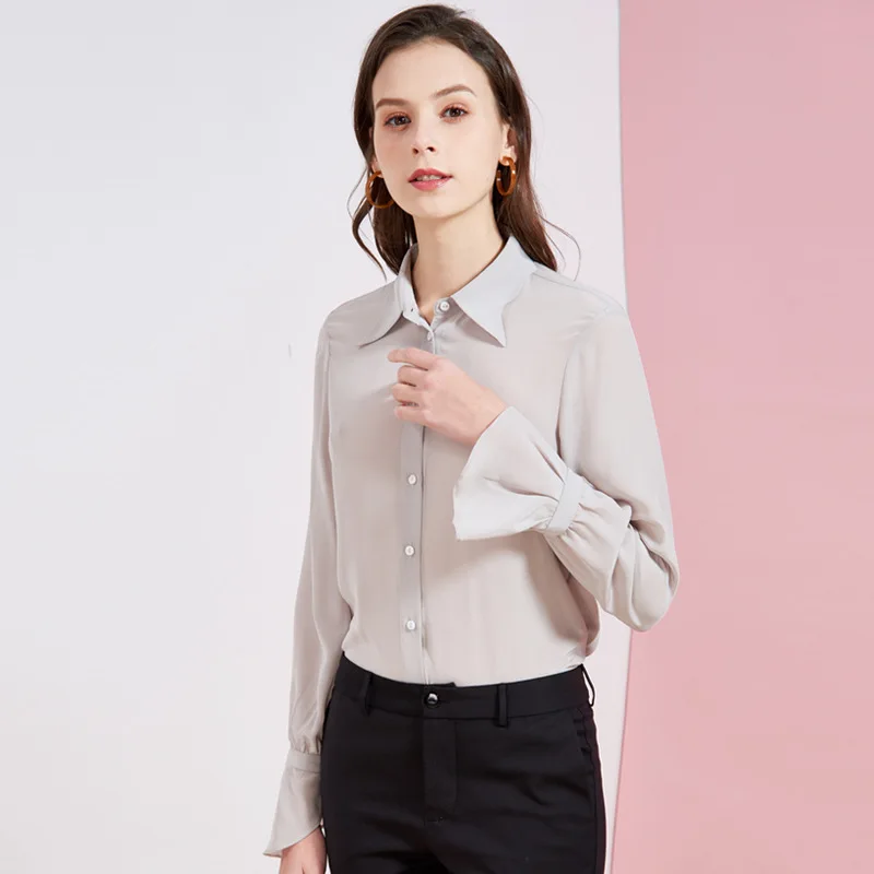 light grey silk blouse office womens shirts and blouses long sleeve 2020 summer casual sexy boho plus size high quality loose