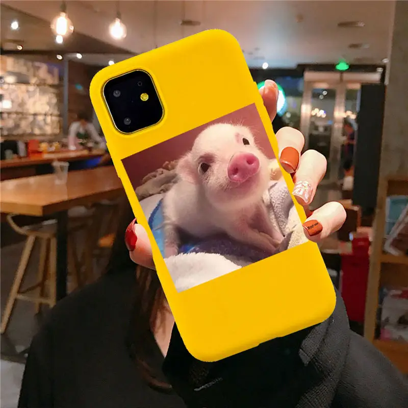yellow TPU F3183 Забавный чехол для телефона с рисунком поросенка для iphone 11 Pro XS MaxX XR чехол для iphone 6 S 5 5S 7 8 plus Мягкий чехол милые Чехлы для пар - Цвет: yellow TPU F3183