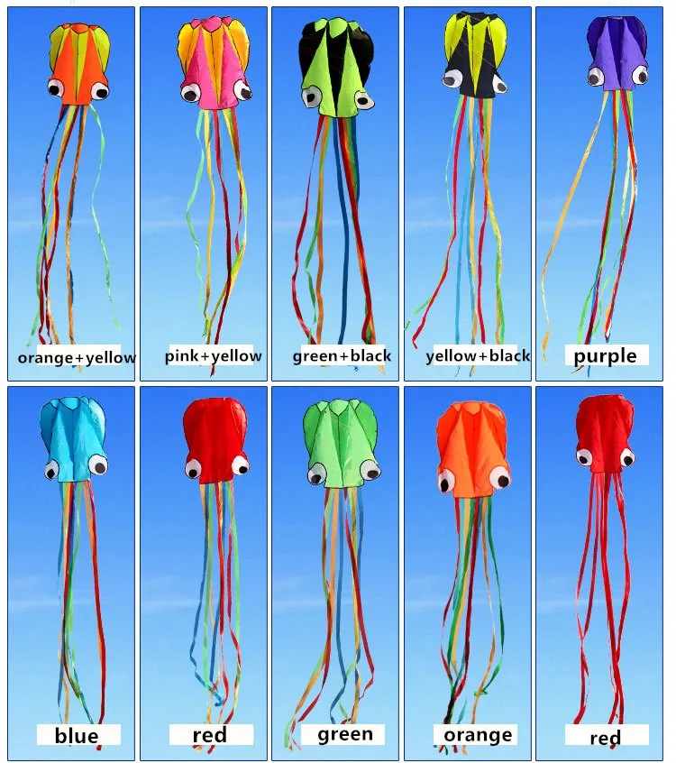 

Octopus large kite kite flying kids toys outside entertainment sports activities surf park and beach 9 colors Like Parachute