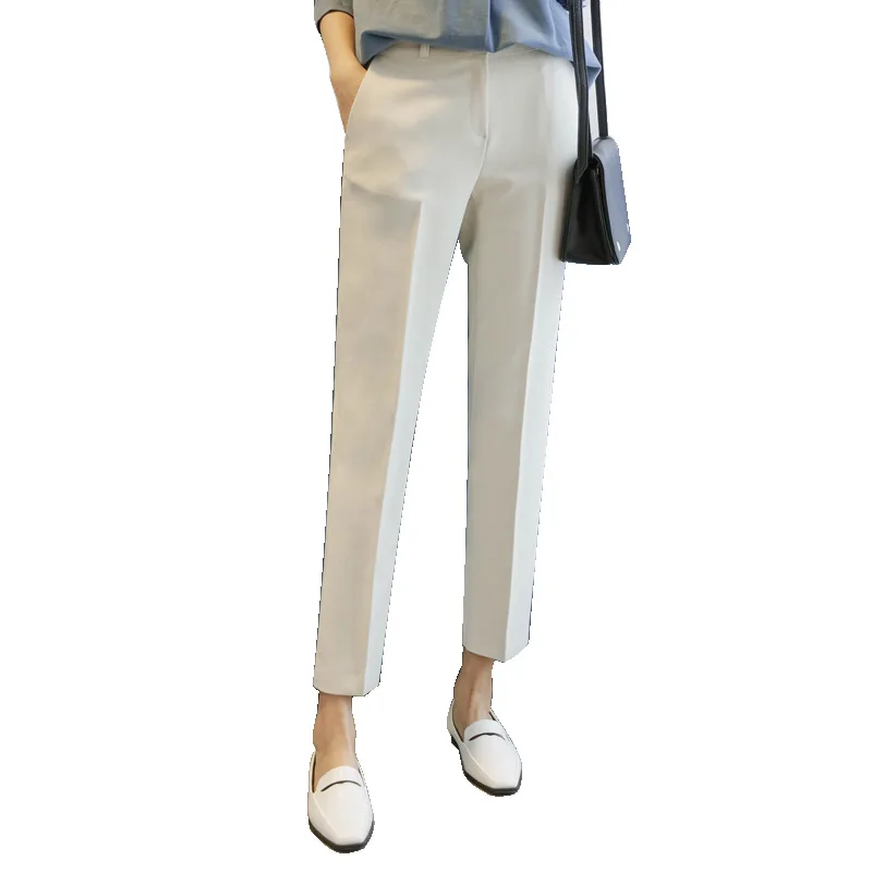 

White suit pants women's Capris straight work pants women's summer thin leg pants casual professional trousers