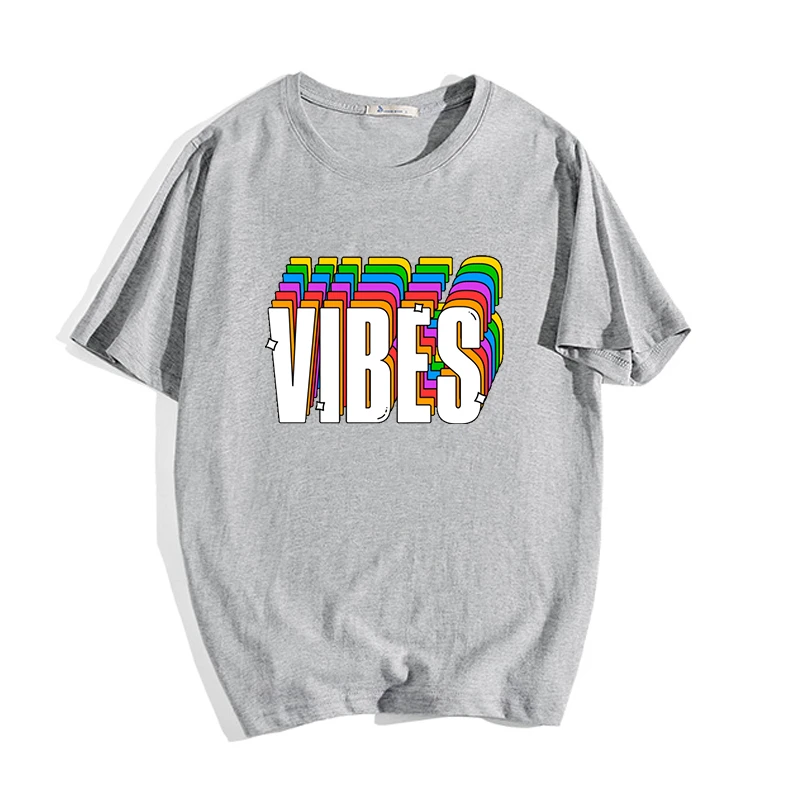 

2021 Kawaii Letter print casual women T-shirt vibes Boys T-shirt Korean ins style short sleeve Loose Retro short sleeve tops