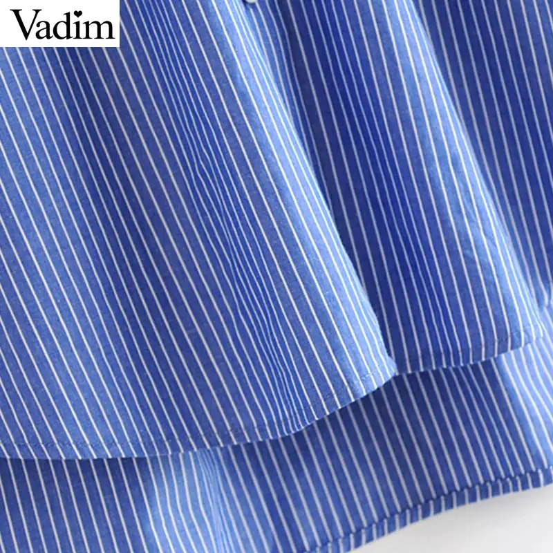 Vadim women stylish ruffled collar striped blouse oversized long sleeve shirt female fashion loose style tops LB428 |