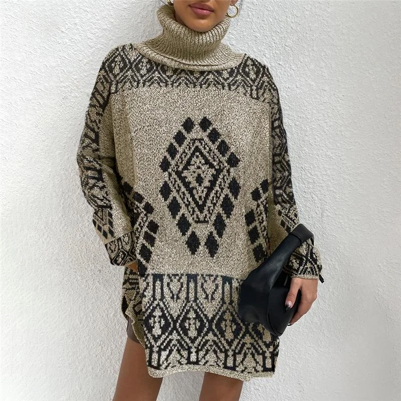 

Sweater Knitted Fashion Women Turtleneck Jumper Sexy Top Long Sleeve Elegant Sweater Women Korean Vintage Female Woman Sweater