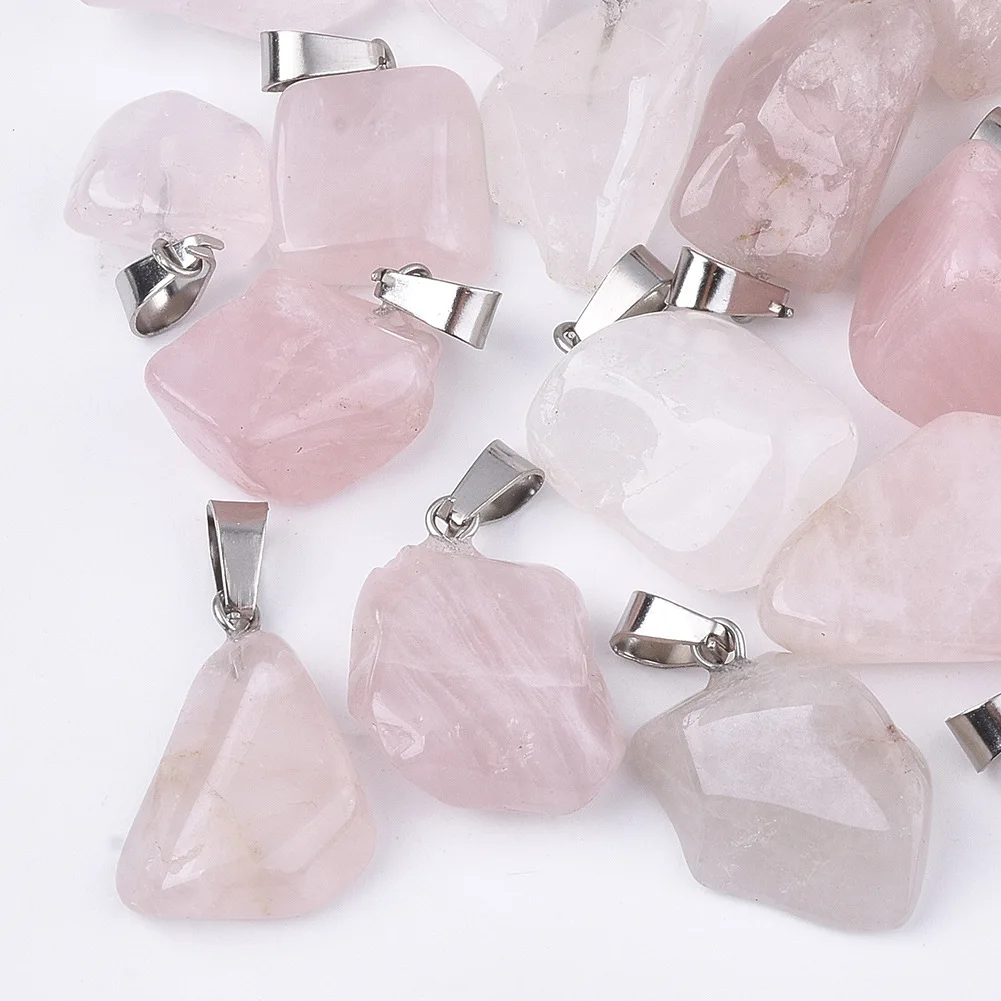 

Natural Pink Crystal Unshaped Pendant DIY Handmade with Shape Pink Crystal Ornament Accessories charms for jewelry making