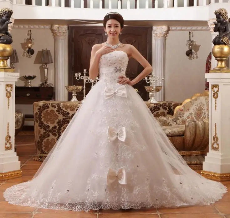

free shipping 2016 new arrival hot seller elegant bandage tube top mpire luxury princess big train white hi low wedding dresses