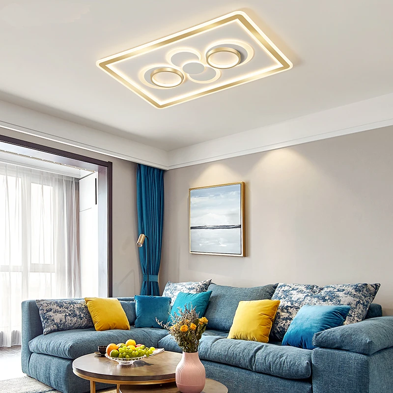 Золотой Акрил вокруг спальни потолочные светильники для гостиной Plafond 10 25