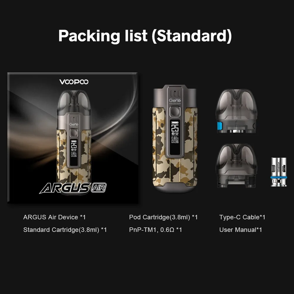

Original VOOPOO Argus Air Pod Kit 900mAh battery & 3.8ml Pod Cartridge PnP-TM1 Coil Electronic Cigarette Vaporizer OLED screen
