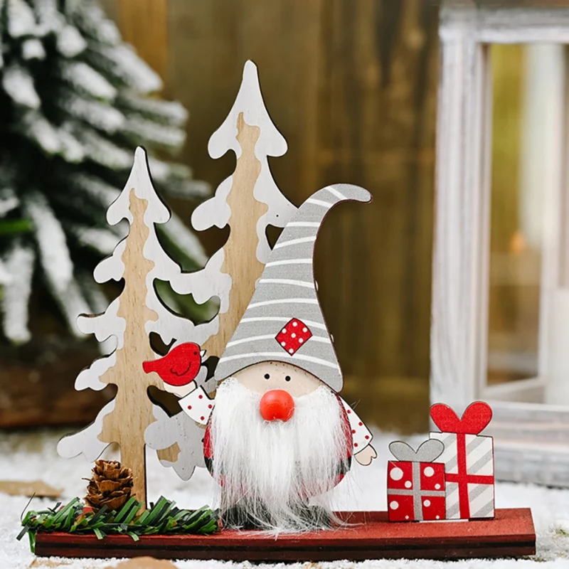 Christmas Decorations Woody Pinecone Double Tree Calendar Long Curved Hat Old Man's Model Desktop Exquisite Ornament | Дом и сад