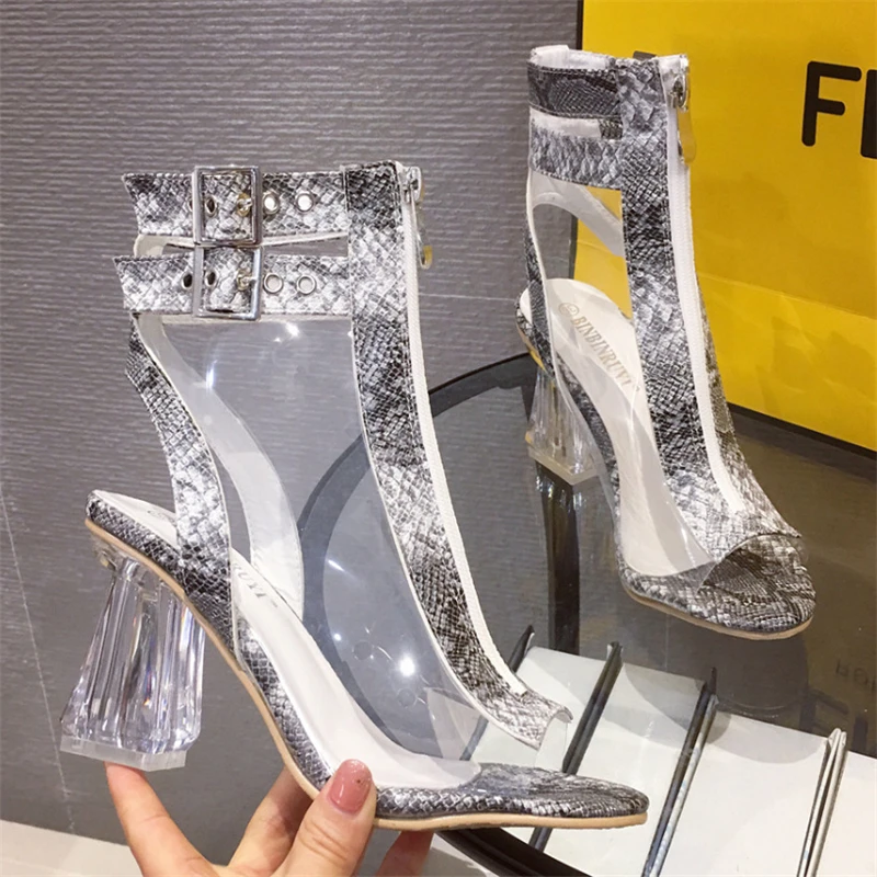 Женские босоножки с ремешком на щиколотке в европейском стиле прозрачном