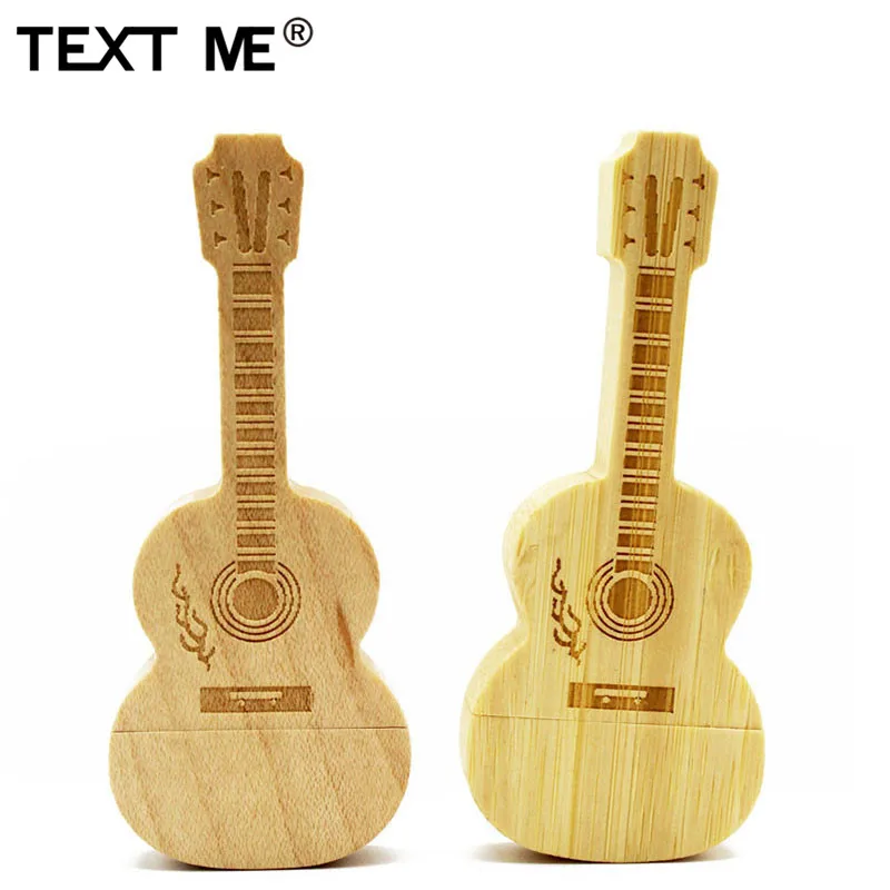 Usb флеш накопитель TEXT ME деревянный с логотипом гитары 4 ГБ 8 16 32 64 usb 2 0 Подарочная