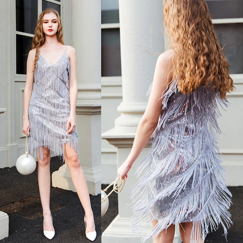 Серебристые Короткие коктейльные платья для женщин и девочек вечернее