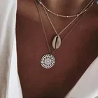 Богемное модное ожерелье для женщин, подвеска в виде ракушки, полые резные трехуровневые ожерелья, женское искусственное ожерелье