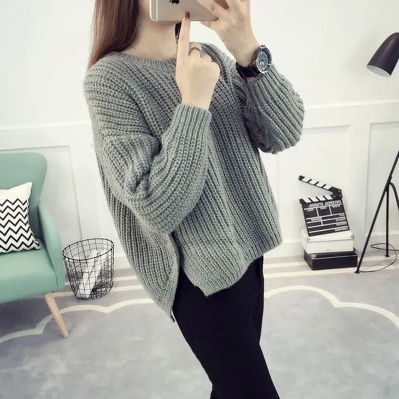 

Women's oversized knitted Oversize sweater sweaters for 2020 winter sweaters pullover knitwear women Long sleeve korean woman
