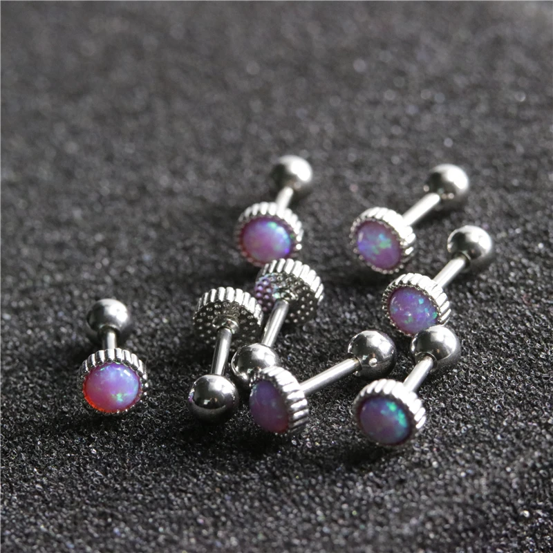 Женские круглые серьги-гвоздики из нержавеющей стали с опалом 1 шт. | Украшения и